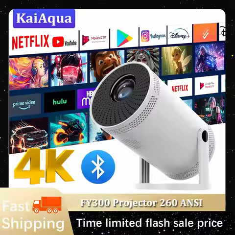 FY300 4K Smart Projector 1080P 1280*720P Support with 5G WiFi6 BT5.0 Portable HD Home Cinema Theater