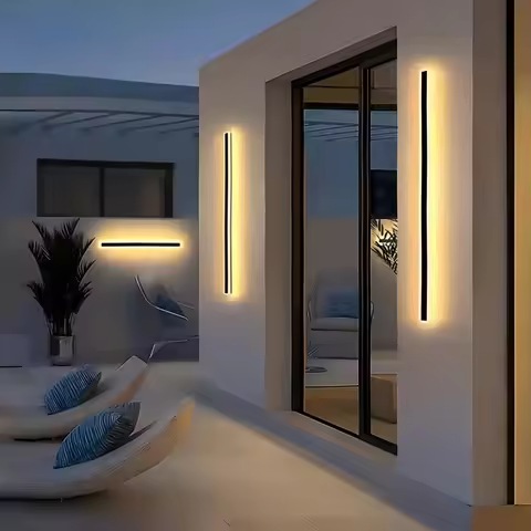 Dimmable Garden Wall Lamp Modern Black Outdoor LED Light Waterproof Exterior Sconce for House Facade