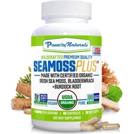 Power By Naturals Sea Moss Plus - USDA Organic Irish Sea Moss Capsules w/Wild Harvested Irish Seamos