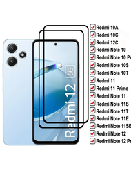 2入組鋼化玻璃細膜，適用於小米紅米13C 12C 10C 10A 9C NFC 9A Note 13 12 12S 11 11S 10 10S 9S 9 Pro 5G 4G Poco F5 X5 Pro 5G X3 NFC全屏防護螢幕保護貼