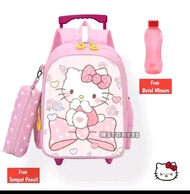 Tas Troli Anak Perempuan Hello kitty - Tas Dorong Anak - Tas Sekolah Anak TK PAUD Perempuan - Tas Ko