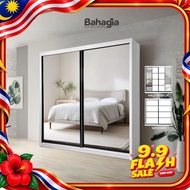 ✨ Free Install ✨Bahagia White Anti-Jump Sliding Door Wardrobe 5x8/6x8/8x8 Almari Baju ~ Wardrobe~ Sl