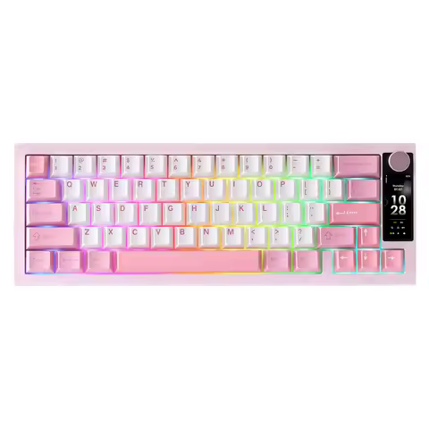 YUNZII IF68 QMK/VIA Wireless Gaming Mechanical Keyboard, TFT Display 65% RGB Hot Swap Creamy Compute