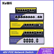 48V POE Network Switch 10/100/1000Mbps Ethernet Switch 4Port/8Ports Network Switching Hub IEEE 802.3 AF/AT Switch for IP