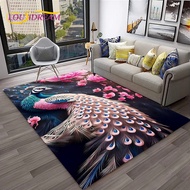 Colorful Fantasy Peacock Animal Carpet Home Living Room Sofa Decoration Soft Cushion Children's Anti-slip Mat