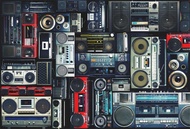 AOFOTO 10x7ft Vintage Wall of Radio Boombox Backdrop Retro 80s Style Photography Background Nostalgi