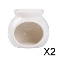 [Amleso] 2x Essential Oil Burner Candle Holder,Fragrance Warmer Modern Porcelain,Aroma Burner Melt Burner for SPA