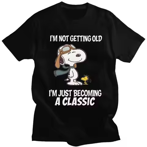 Custom Cool Cute Cartoon Snoopy T Shirt Men 100% Cotton T-shirt Casual Tees Fashion Tshirts