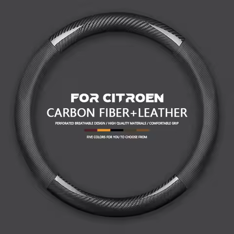 Car Leather Carbon Fiber Steering Wheel Cover For Citroen C1 C2 C3 C3L C4 C4L C5 C6 C4L Berlingo Pic