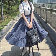 Jepun Retro Yamamoto Gaya Gaya Kolej Manis Baju Mid-Panjang Pakaian Tali Kanak-Kanak Musim Panas Dua Keping Saman