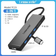Lemorele TC23L 6in1 Type C USB C Splitter Port to HDMI SD/TF memory card reader for Laptop, Macbook,