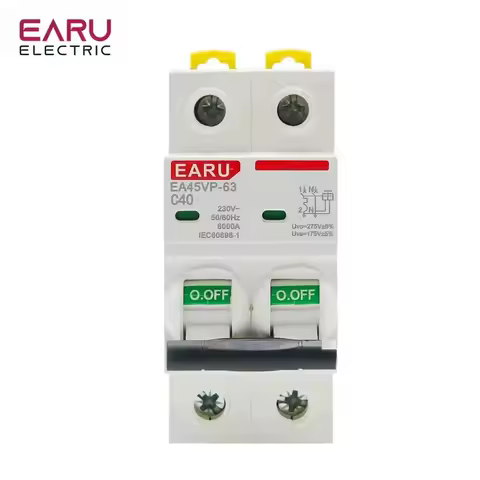AC 230V 50/60Hz MCB Type C Mini Circuit Breaker Overvoltage and Undervoltage Protection 6A 10A 16A 2