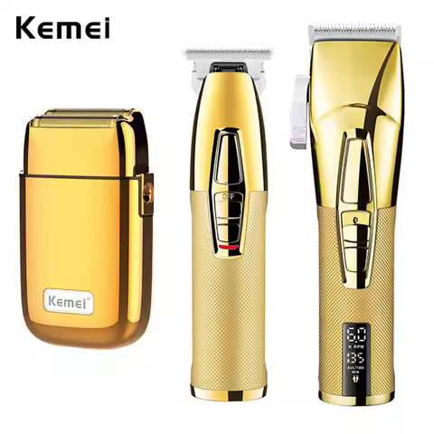 Kemei Professional Hair Clipper Barber Haircut Kit Combos 0mm Hair Trimmer Finish Hair Cutting Machi