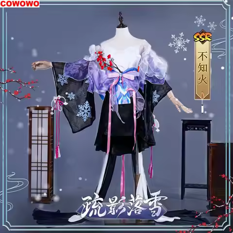 COWOWO Onmyoji SSR Shiranui Game Suit Gorgeous Kimono Style Uniform Cosplay Costume Halloween Party 