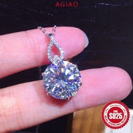 AGIAO 5 Carat PT950 Moissanite Round Pendant Fashion Femininity Necklace Collarbone Chain Necklace