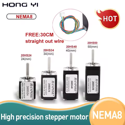 20 Series Motor Nema8 Stepper Motor 40mm 0.8A 1.8 Degrees for Mini CNC 3D Printer 20HS24 20HS34 20HS