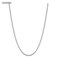 VOJEFEN สร้อยคอทองคำขาวแท้18K สำหรับผู้หญิง/ผู้ชายสายคล้องคอแบบเชือกถักสร้อยสุดหรูเครื่องประดับแฟชั่