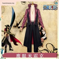 One Piece Hawkeye Mihawk Cosplay Costume Stand Collar Battle Robe Cosplay Anime Role Play Set HYG