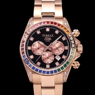 Tomaz Ladies Watch GR02L-D1 (Rosegold/Black) with Rainbow Swarovski (Rosegold Stainless Steel)