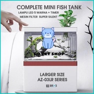 Aquarium Mini Lengkap Dengan Filter + Lampu LED / Aquarium Fullset