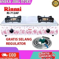 Rinnai Ri-712Af Kompor Gas 2 Tungku Jumbo Stenlies Steel - Motif Bunga