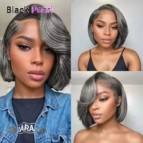 Sleek Yaki Straight Gray Hair Bundles Brazilian Hair Weave Bundles Silver Grey #44 #34 51# For Black