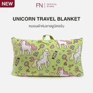 FN Unicorn Travel Blanket Pillow Pattern Portable 2-in-1 With Built-in Handle Size 100x120cm Soft Co