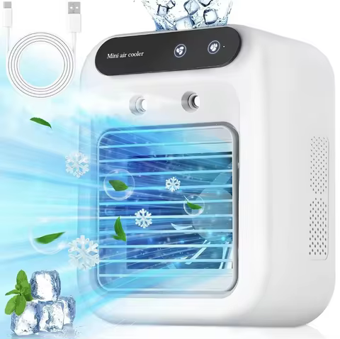 Portable Dormitory Spray Cooler with Humidification, Electric Fan, Desktop Mobile Air Cooler for Sma