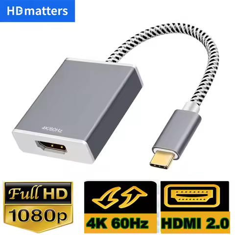 USB C to HDMI 4K 60/30Hz Cable Adapter USB 3.1 Type C to HDMI HDTV Adapter for Apple Macs HP Dell Le