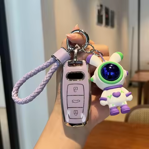 TPU Car Key Case Remote Cover Shell Holder Chain Fob For Audi New A3L A4L A5 A6L Q4 e-tron A7L Q5 Q6