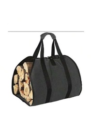 1入組黑色戶外便攜式收納袋,現代簡約風格耐用木柴收納袋,男女日常生活中都適用