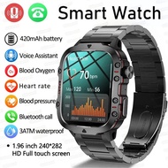 Rugged Durable Military Smart Watch 1.96 '' HD Display Bluetooth Call Voice Waterproof Health Sport Smart Watch For Android IOS