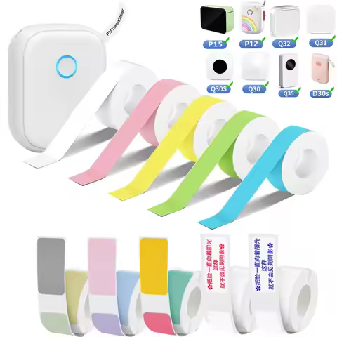 1Roll P12 P15 Thermal Label Sticker 15mm*7m 12mm 14mm tape Compatible D30 Q30 Marklife P11 P50 L12 D