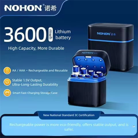 2026 NOHON Rechargeable Battery AA 3600mwh Lithium Batteries AAA 1300mwh Battery for Mouse Keyboard 