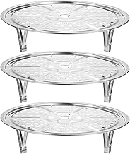 uxcell 3pcs Stainless Steel Steamer Rack with Stand, 8.6 Inches Pot Steaming Tray for Steamer Cookware Instant Pressure Cooker, Silver Tone