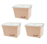 DDS - (3個組合)家居儲物箱加厚收納箱膠箱(粉色#8827 x3) #DDS