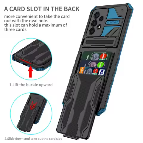 For Samsung Galaxy A13 A23 4G Case Armor With Card Slot Stand Shockproof Cases For Samsung A33 A53 A