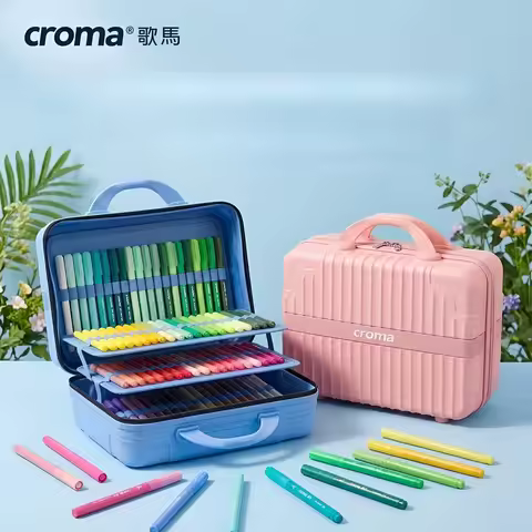 CROMA Refillable Direct Liquid Acrylic Marker Set Soft Tip Layering Capable, Washable Watercolor Bru