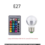 3W 16 color E27 RGB LED Bulb, free remote
