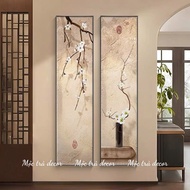 Set of 2 paintings, 4 paintings of plum branches on a tea meditation background with meaning for dec