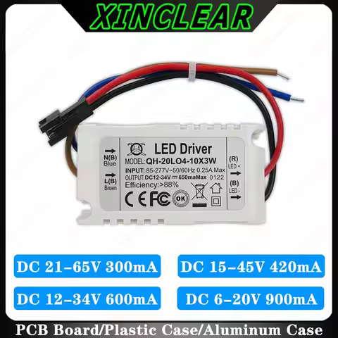 7W 10W 12W 15W 18W 20W LED Driver DC 21-65V 15-45V 12-34V 6-20V 900mA 600mA 420mA 300mA Lighting Tra