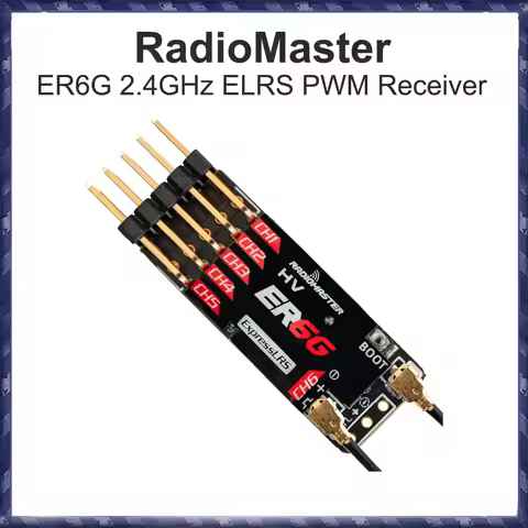 RadioMaster ER6G & ER6GV 2.4GHz ELRS PWM Receiver for Fixed-wing Aircraft or Glider
