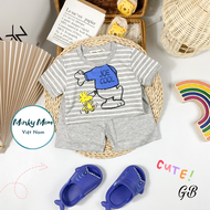 [Cho trẻ 8-27kg] Bộ Quần Áo Minky Mom Vải Thun Lạnh Sọc Cho Bé Trai Bé Gái In Hình Người Nhện Chuột 