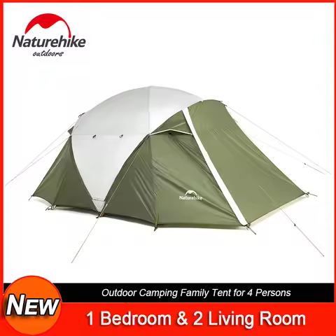 Naturehike KOTA4 Family Camping Tent 4 Persons Outdoor Camping Tent One Bedroom & Two Living Room Ex