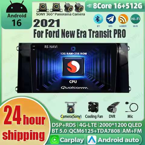 Android 16 wireless Carplay Auto Car Radio For Ford New Era Transit PRO 2021 16G - 512G Player Stere