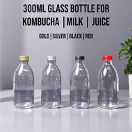 300ml Clear Glass Bottle – Kombucha Bottle / Milk Bottle / Honey Bottle / Juice Bottle – Botol Minum