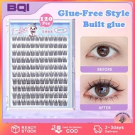 BQI False Eyelashes With Glue Self Adhesive Upgraded 10-12mm C Curl 3D Lashes
