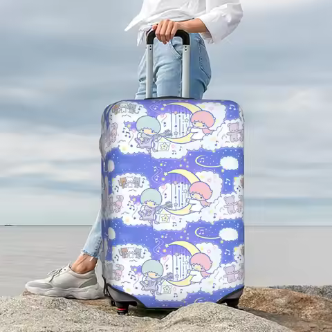 Little Twin Stars Cartoon Kiki Lala Luggage Cover Protector Funny Travel Suitcase Covers for 18-32 I