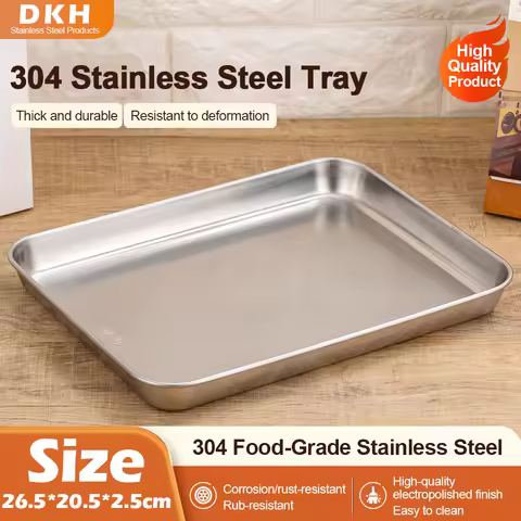 MTM 304 Stainless Steel Food Plate Multipurpose Baking Pan & Storage Tray for Cakes, Breads & Pastri