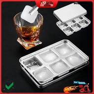 [WC]✧Stainless Steel Ice Cube Tray 6 Cavity Large Whiskey Cubes Mold Fast Release Slow-Melting Whisk